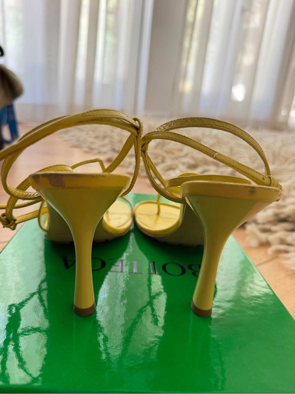 Bottega Veneta Yellow Strappy Heels w/Box Size 39 - Picture 8 of 10